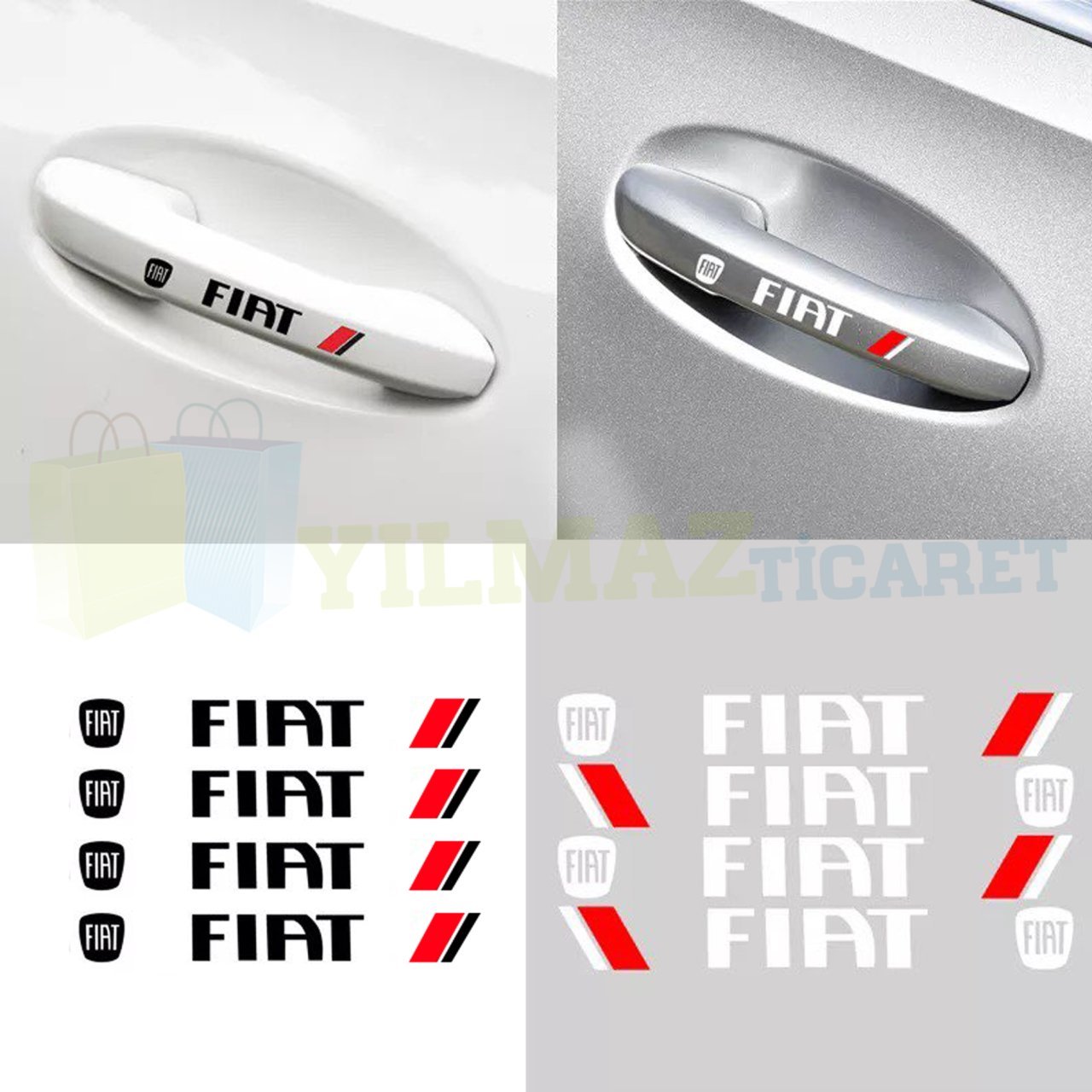 Fiat Logo Yan Ayna Kapı Kolu Jant Yapıştırma Oto Sticker 4 Adet Araba Araç Etiket Çıkartma
