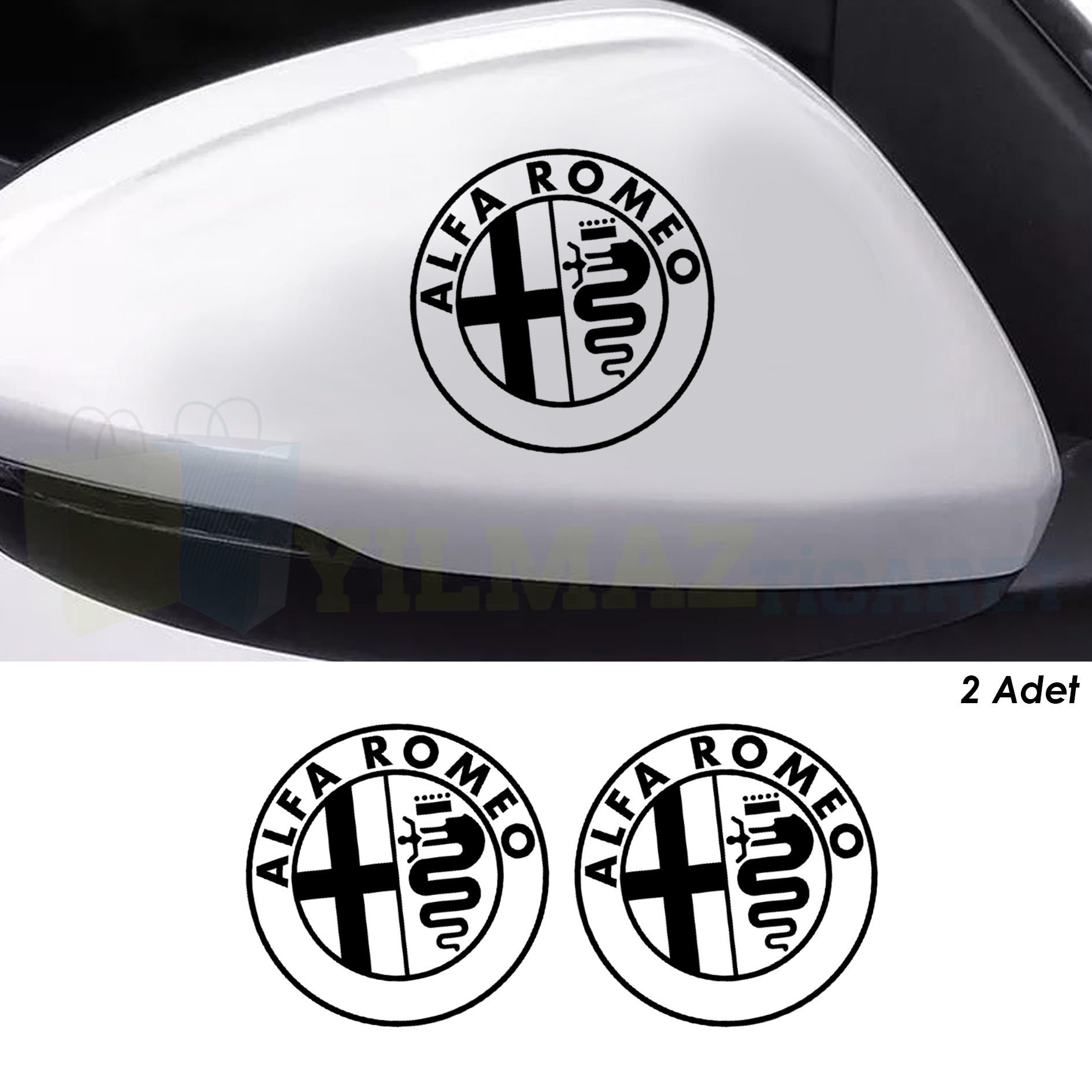 Alfa Romeo Logo Yan Ayna Depo Kapağı Tampon Oto Sticker Etiket Çıkartma 2 Adet