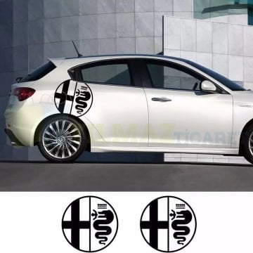 Alfa Romeo Logo Yan Ayna Depo Kapağı Tampon Oto Sticker Etiket Çıkartma 2 Adet