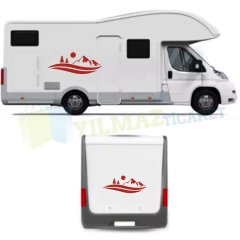 Karavan Çekme Dağ Ağaç Oto Sticker Araba Yapıştırma Etiket 2 Adet