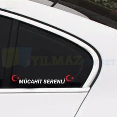 Kişiye Özel İsim Türk Bayrağı Oto Sticker Yapıştırma Etiket 2 Adet