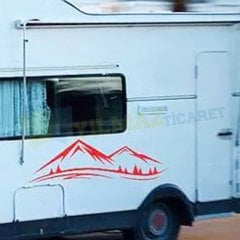 Karavan Çekme Dağ Ağaç Araba Oto Sticker Çıkartma Etiket 2 Adet
