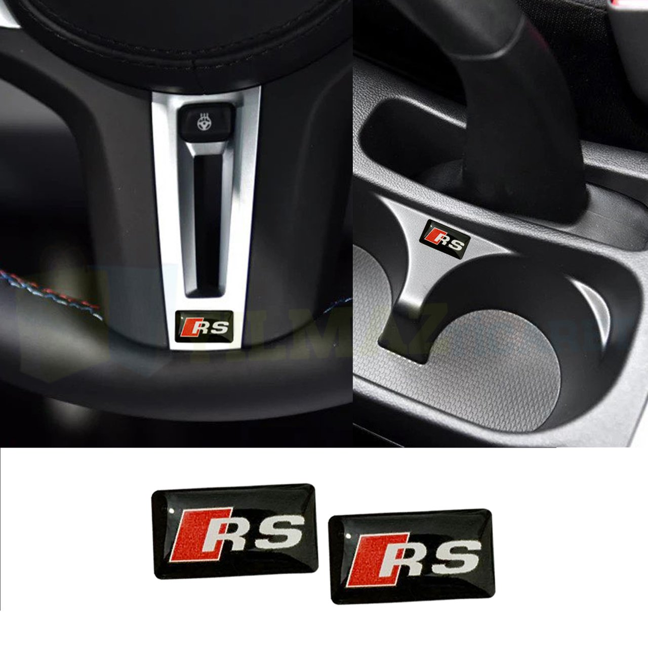Audi Rs Logo Direksiyon Vites Torpido Damla Oto Sticker Etiket 2 Adet