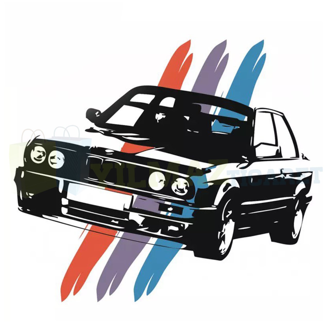 Bmw E30 M Logo Kelebek Cam Tampon Oto Sticker Yapıştırma