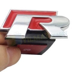 Volkswagen R Logo Ön Arka Panjur Bagaj Logo Amblem Kırmızı Paslanmaz Çelik Yüksek Kalite