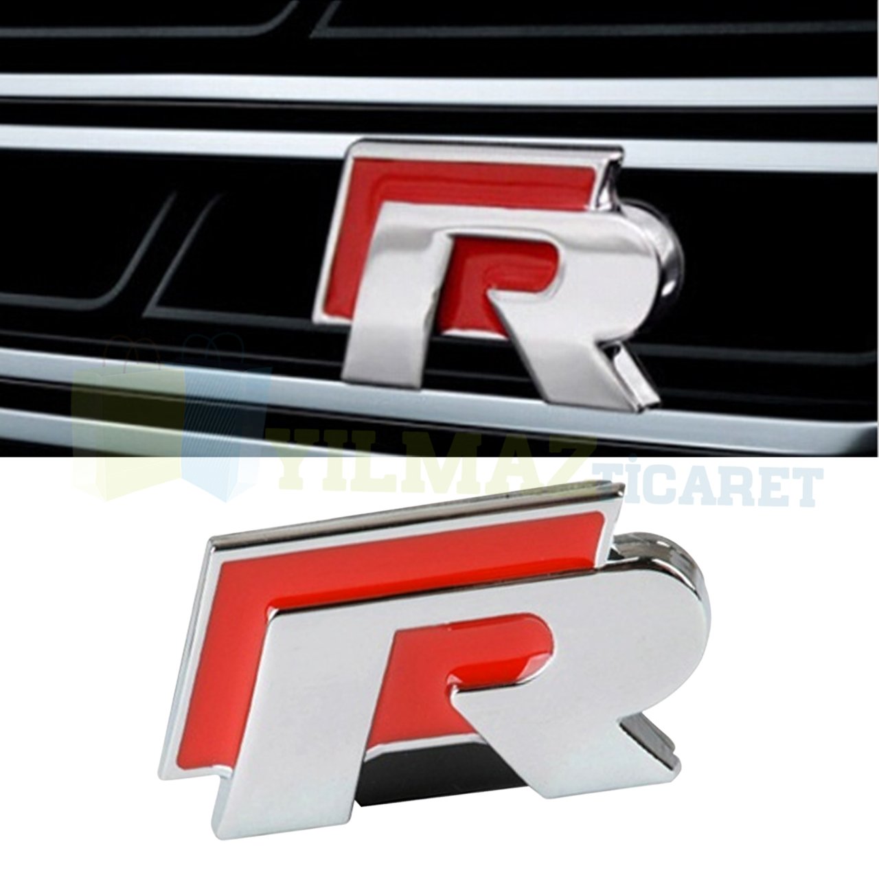 Volkswagen R Panjur Logo Amblem Paslanmaz Çelik Vidasız