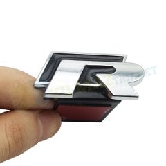 Volkswagen R Logo Amblem Panjur Bagaj Ön Arka Set Paslanmaz Çelik Siyah