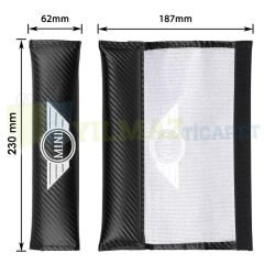 Mini Cooper Logo Emniyet Kemer Pedi Nakış Işleme 2 Adet Yüksek Kalite 23 X 6 Cm