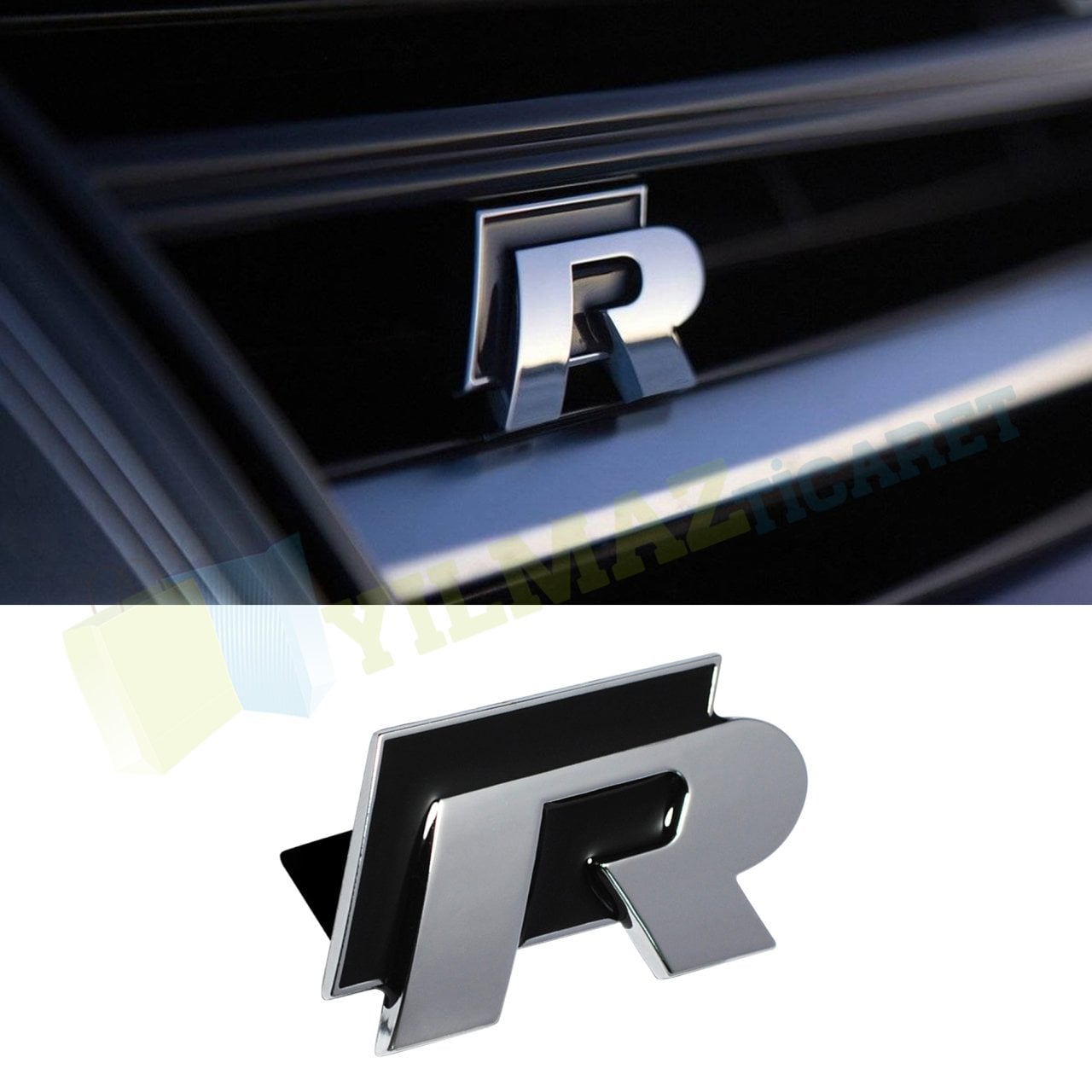 Volkswagen R Metal Ön Panjur Logo Amblem 3D Vidasız Süper Kalite