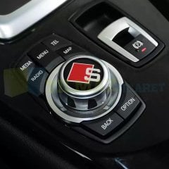 Audi S Logo Joystick Klima Teyp Düğme Damla Silikon Sticker Etiket Arma 4 Adet