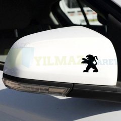 Peugeot Logo Yan Ayna Jant Torpido Oto Sticker Araba Etiket 6 Adet