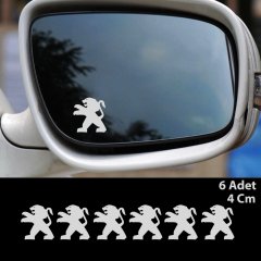 Peugeot Logo Yan Ayna Jant Torpido Oto Sticker Araba Etiket 6 Adet