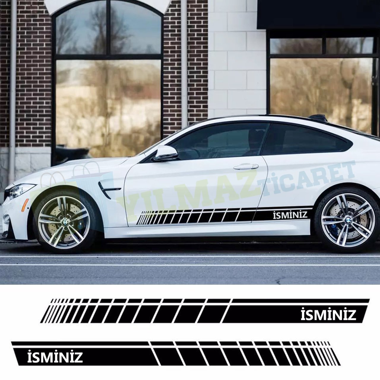 Size Özel Yan Etek Şerit Oto Sticker Araba Etiket Yapıştırma 2 Ad