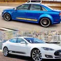 Size Özel Yan Etek Şerit Oto Sticker Araba Etiket Yapıştırma 2 Ad