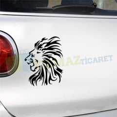 Yeleli Aslan Başı Oto Sticker Yapıştırma Çıkartma Etiket Kaliteli