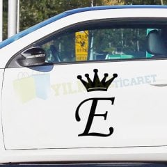 Kişiye Özel Kral Taç Baş Harf Oto Sticker Yapıştırma Etiket 1 Adet