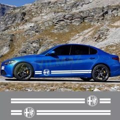 Alfa Romeo Logo Yan Kapı Altı Şerit Oto Sticker Etiket 2 Adet