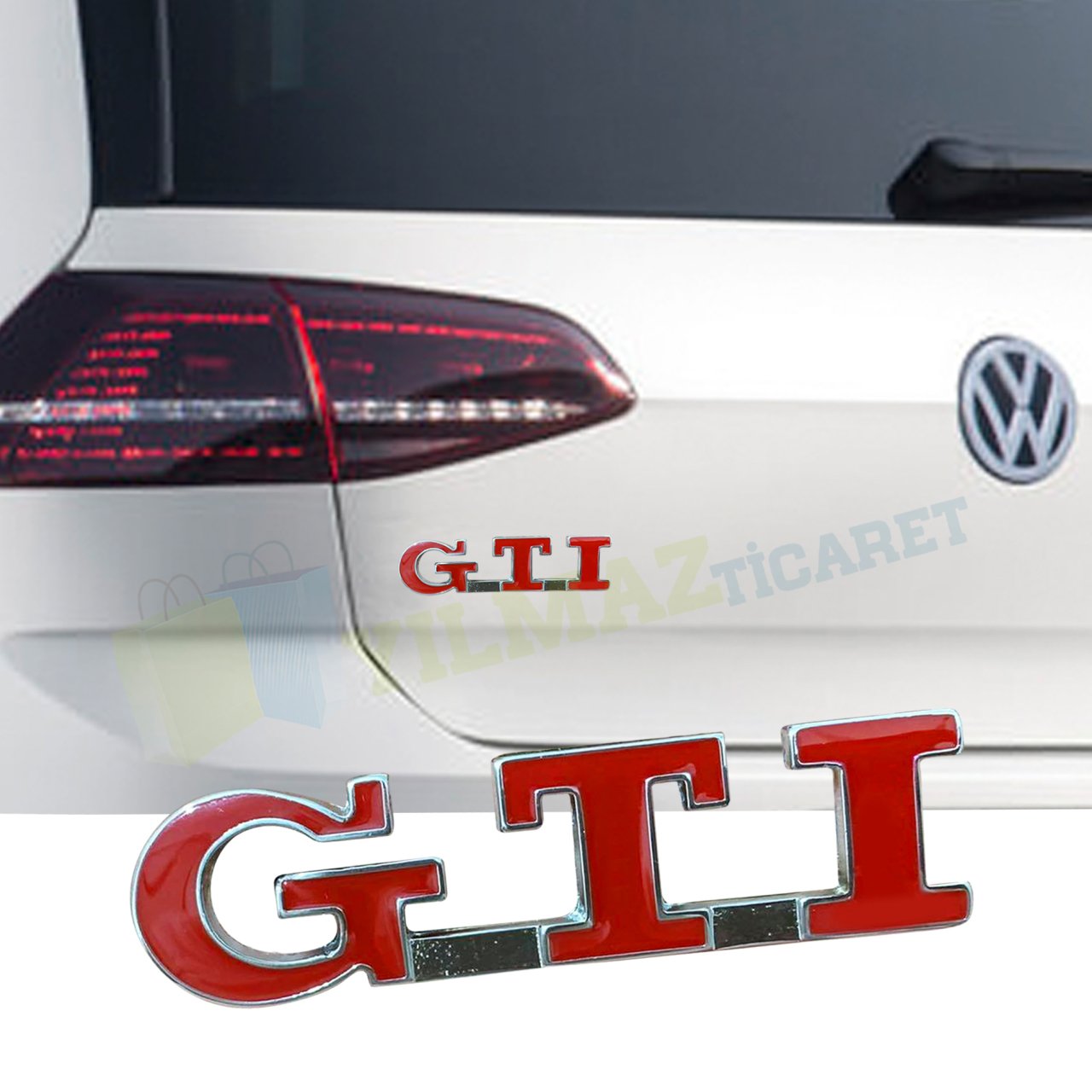 Volkswagen Gti Bagaj Arma Logo Kırmızı Paslanmaz Çelik