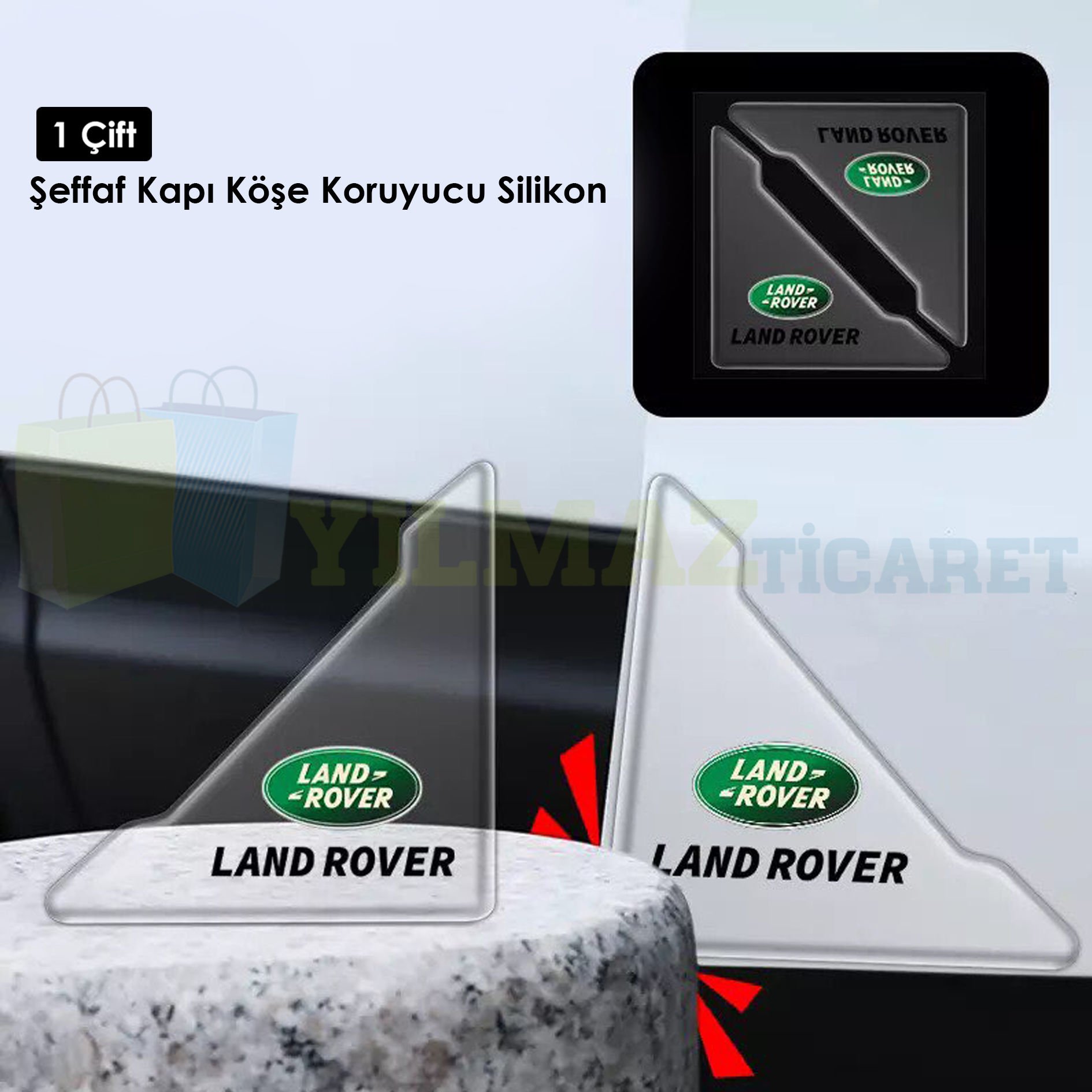 Logo Kapı Kenar Köşe Koruyucu Çarpma Çizilme Önleyici Silikon Şeffaf Damla Etiket 1 Çift