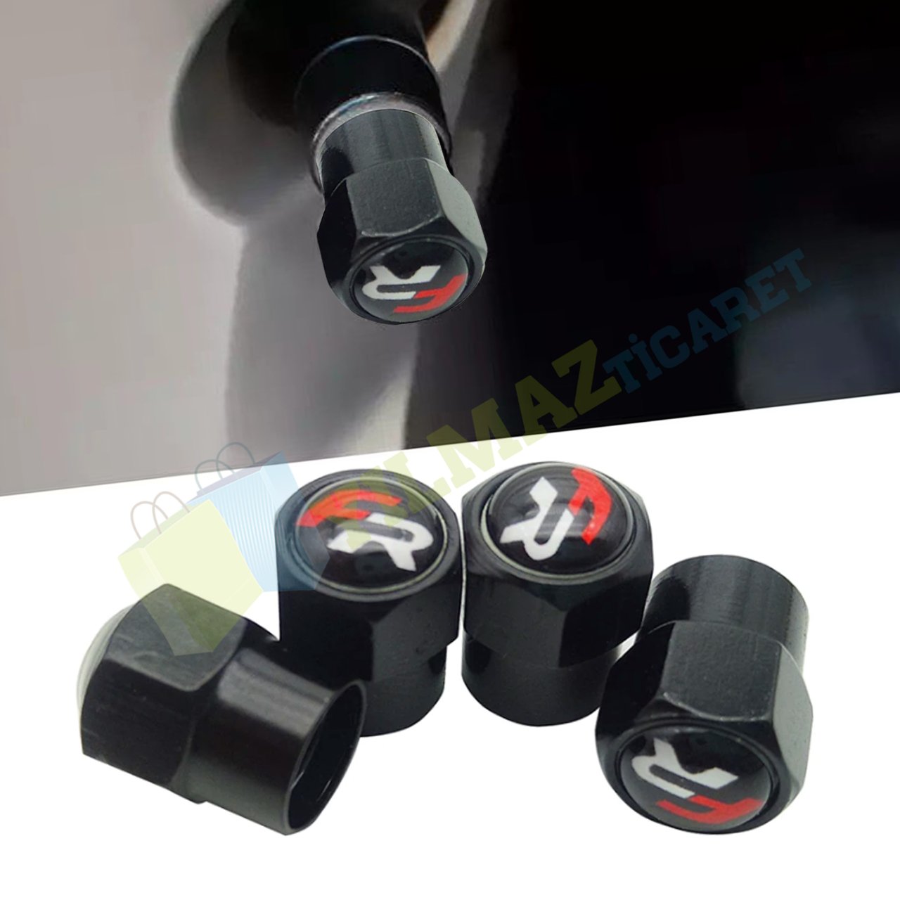 Seat Fr Logo Sibop Kapağı Siyah 1 Takım (4 Adet) Paslanmaz Çelik