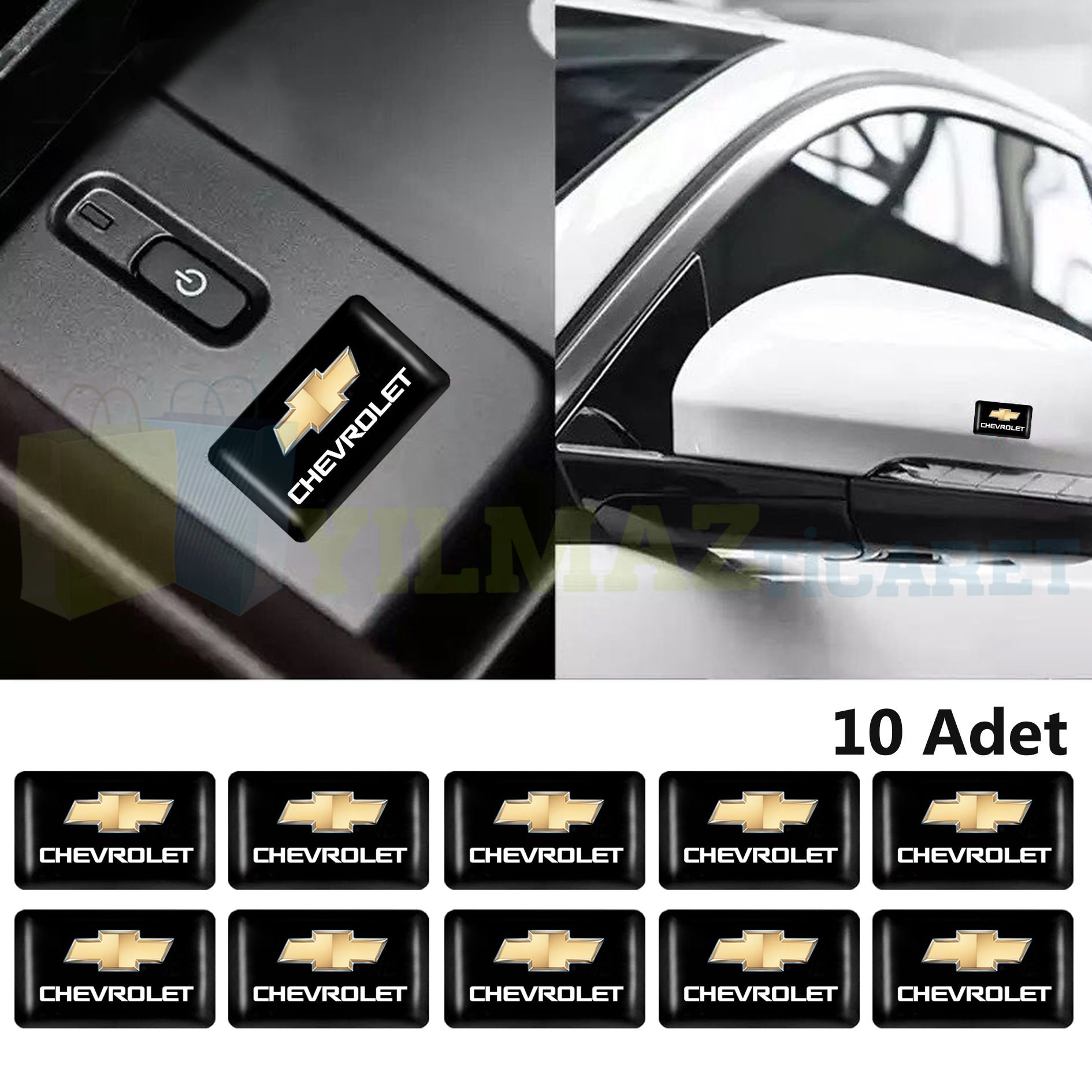 Chevrolet Logo Direksiyon Jant Vites Torpido Damla Etiket Silikon Oto Sticker 10 Adet (18x11mm Ölçü)