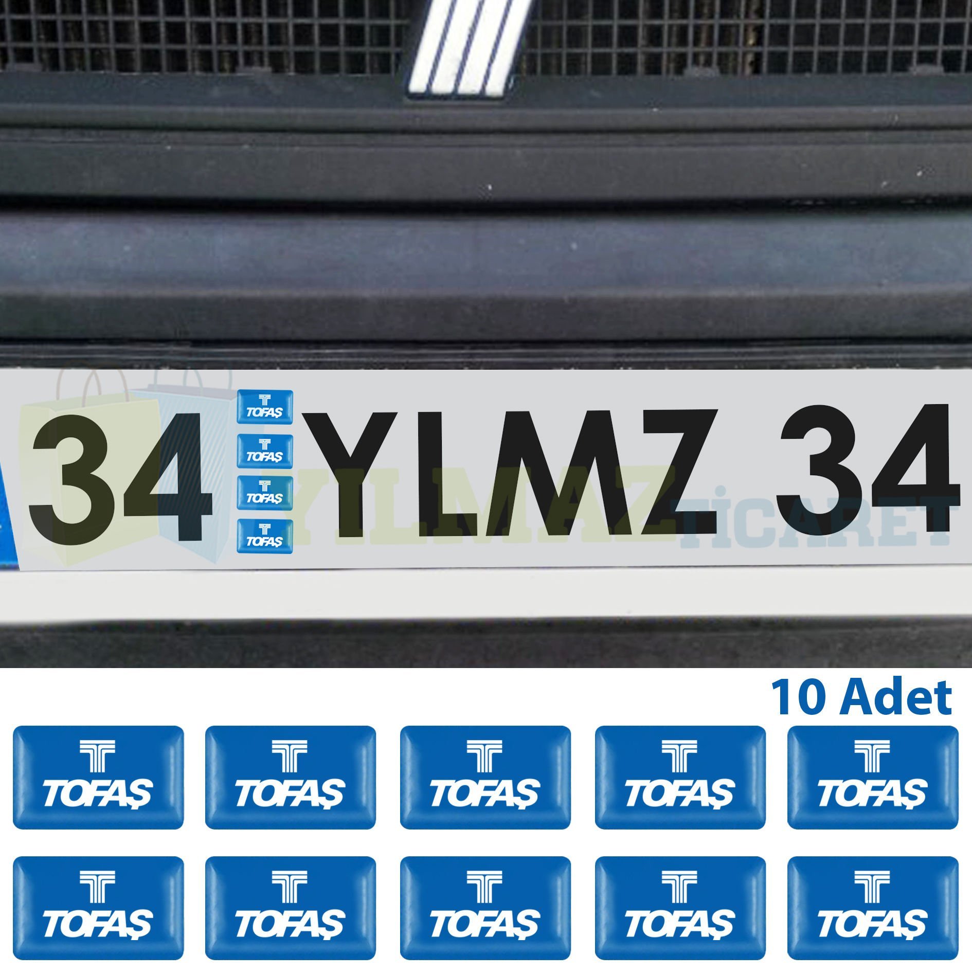 Tofaş Logo Direksiyon Jant Vites Torpido Damla Etiket Silikon Oto Sticker 10 Adet (18x11 mm Ölçü)