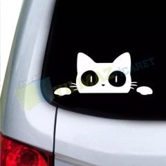 Saklanan Kedi Bagaj Ayna Oto Sticker Arma Etiket Yapıştırma