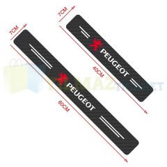 Peugeot Logo Karbon Kapı Eşiği Oto Sticker Etiket Yapıştırma Çıkartma 4 Parça
