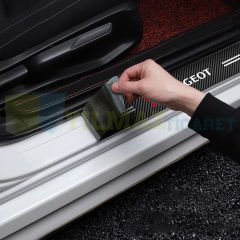 Peugeot Logo Karbon Kapı Eşiği Oto Sticker Etiket Yapıştırma Çıkartma 4 Parça
