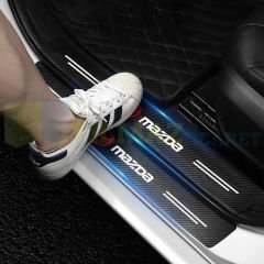Mazda Logo Karbon Kapı Eşiği Oto Sticker Etiket Yapıştırma Çıkartma 4 Parça