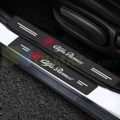 Alfa Romeo Logo Karbon Kapı Eşiği Oto Sticker Etiket Yapıştırma Çıkartma 4 Parça