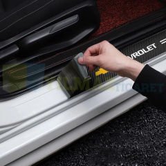Chevrolet Logo Karbon Kapı Eşiği Oto Sticker Etiket Yapıştırma Çıkartma 4 Parça