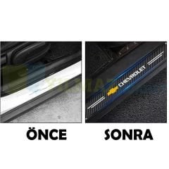 Chevrolet Logo Karbon Kapı Eşiği Oto Sticker Etiket Yapıştırma Çıkartma 4 Parça