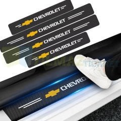 Chevrolet Logo Karbon Kapı Eşiği Oto Sticker Etiket Yapıştırma Çıkartma 4 Parça