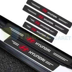 Hyundai Logo Karbon Kapı Eşiği Oto Sticker Etiket Yapıştırma Çıkartma 4 Parça