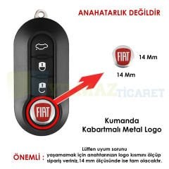 Fiat Kumanda Metal Alaşım Anahtarlık Logo Kabartmalı 3M Yüksek Kalite 14mm Anahtarlık Değildir