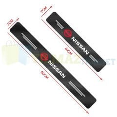 Nissan Logo Karbon Kapı Eşiği Oto Sticker Etiket Yapıştırma Çıkartma 4 Parça