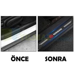 Nissan Logo Karbon Kapı Eşiği Oto Sticker Etiket Yapıştırma Çıkartma 4 Parça