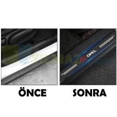Opel Logo Karbon Kapı Eşiği Oto Sticker Etiket Yapıştırma Çıkartma 4 Parça