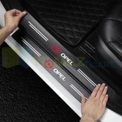 Opel Logo Karbon Kapı Eşiği Oto Sticker Etiket Yapıştırma Çıkartma 4 Parça