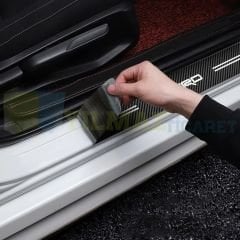 Toyota Trd Logo Karbon Kapı Eşiği Oto Sticker Etiket Yapıştırma Çıkartma 4 Parça