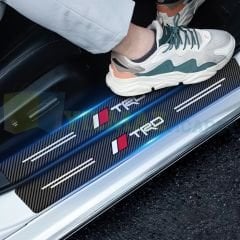 Toyota Trd Logo Karbon Kapı Eşiği Oto Sticker Etiket Yapıştırma Çıkartma 4 Parça