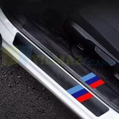 Bmw M Logo Karbon Kapı Eşiği Oto Sticker Etiket Yapıştırma Çıkartma 4 Parça