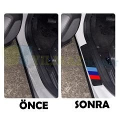 Bmw M Logo Karbon Kapı Eşiği Oto Sticker Etiket Yapıştırma Çıkartma 4 Parça