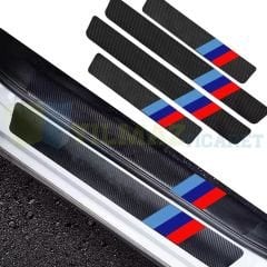 Bmw M Logo Karbon Kapı Eşiği Oto Sticker Etiket Yapıştırma Çıkartma 4 Parça