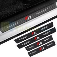 Seat Fr Logo Karbon Kapı Eşiği Oto Sticker Etiket Yapıştırma Çıkartma 4 Parça