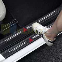 Mitsubishi Ralli Art Logo Karbon Kapı Eşiği Oto Sticker Etiket Yapıştırma Çıkartma 4 Parça