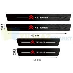 Citroen Logo Karbon Kapı Eşiği Oto Sticker Etiket Yapıştırma Çıkartma 4 Parça