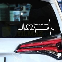 Kişiye Özel Kalp Nabız Atışı Ritim Cam Oto Sticker Etiket 1 Çift Kaliteli Folyo