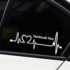 Kişiye Özel Kalp Nabız Atışı Ritim Cam Oto Sticker Etiket 1 Çift Kaliteli Folyo